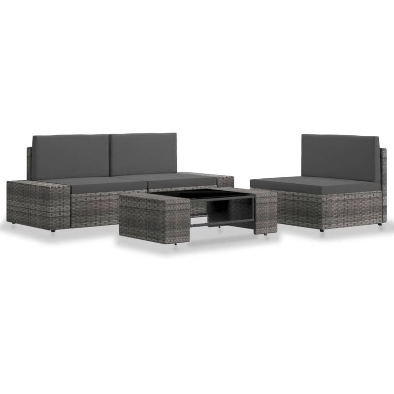 

vidaXL Juego de muebles de jardín 4 piezas ratán sintético gris - Gris