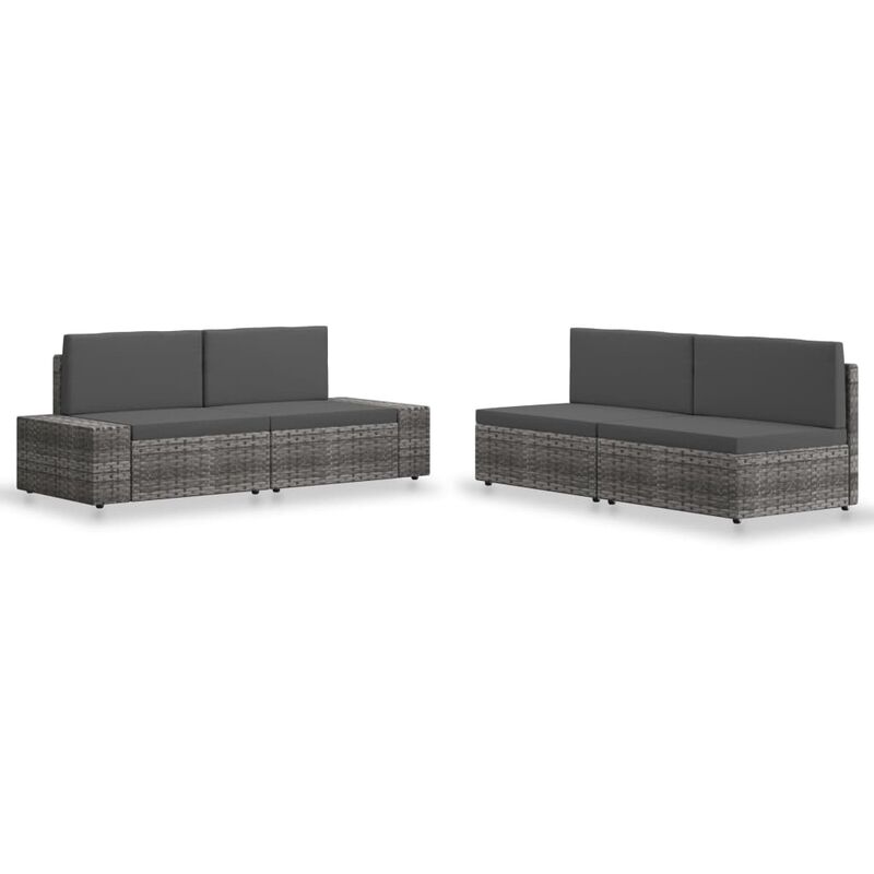 

vidaXL Juego de muebles de jardín 4 piezas ratán sintético gris - Gris