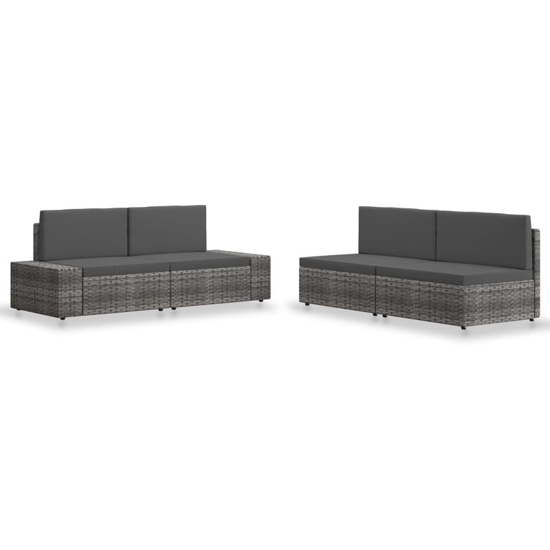 

Juego de muebles de jardin 4 piezas ratan sintetico gris