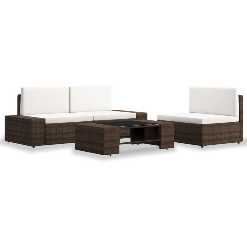 

Juego de muebles de jardin 4 piezas ratan sintetico marron