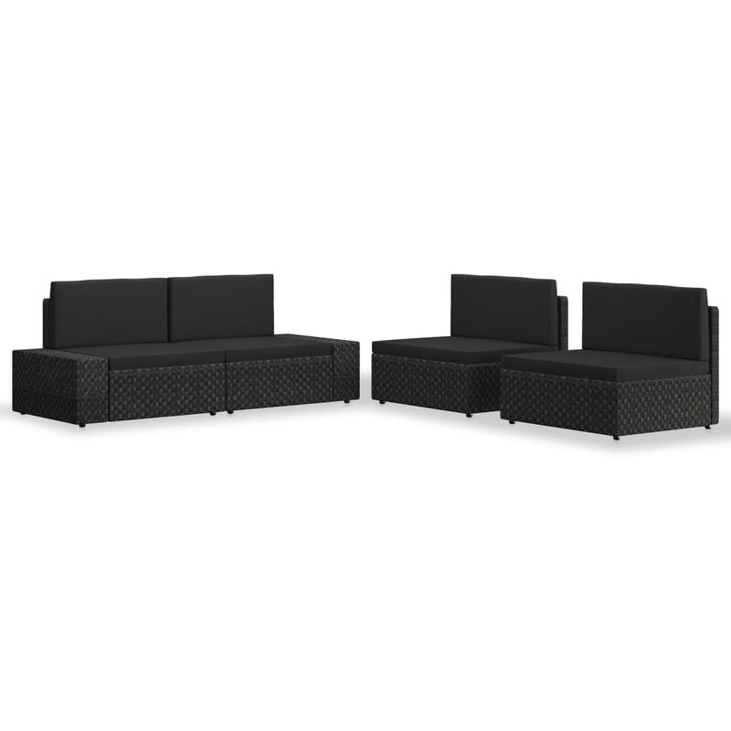 

Juego de muebles de jardin 4 piezas ratan sintetico negro