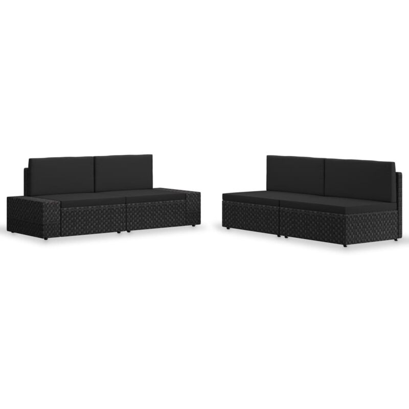 

vidaXL Juego de muebles de jardín 4 piezas ratán sintético negro - Negro