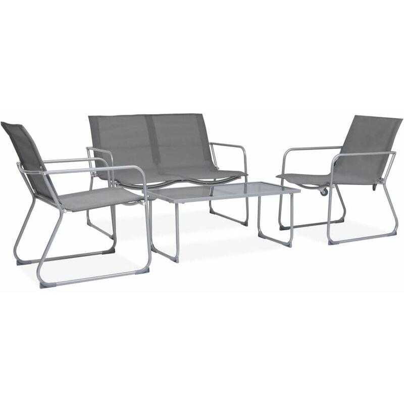 

Juego de muebles de jardin 4 piezas tela y acero gris