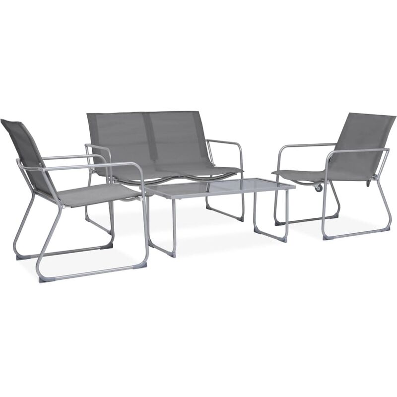 

Juego de muebles de jardín 4 piezas tela y acero gris