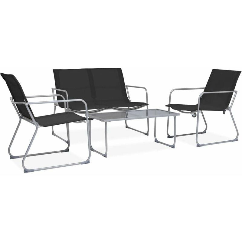 

Juego de muebles de jardin 4 piezas tela y acero negro