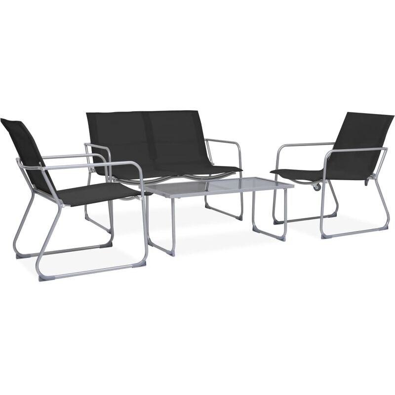 

Juego de muebles de jardín 4 piezas tela y acero negro