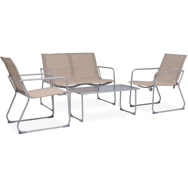 

Juego de muebles de jardín 4 piezas tela y acero taupe