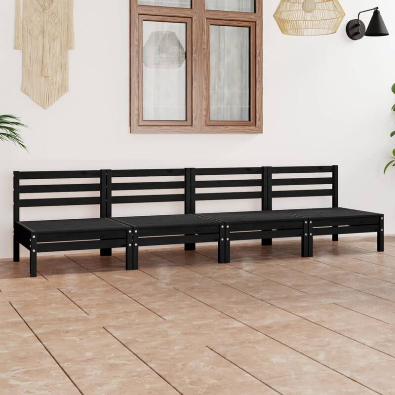 

Juego de muebles de jardín 4 pzas madera de pino maciza negro