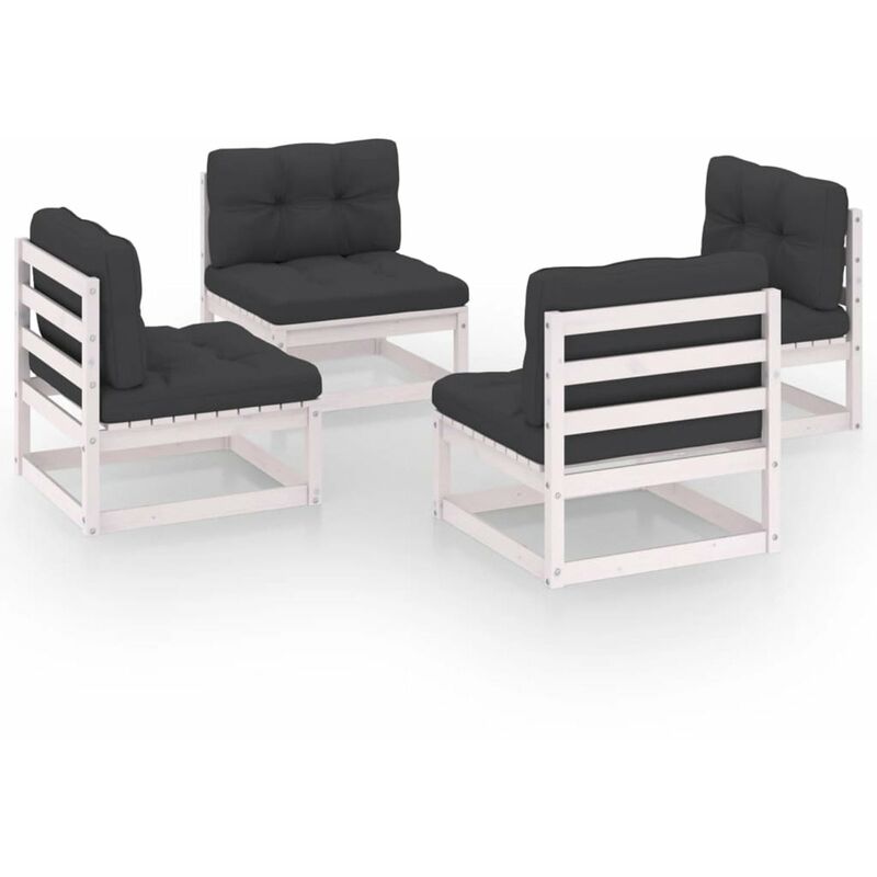 

Happyshopping - Juego de muebles de jardin 4 pzas madera pino maciza y cojines