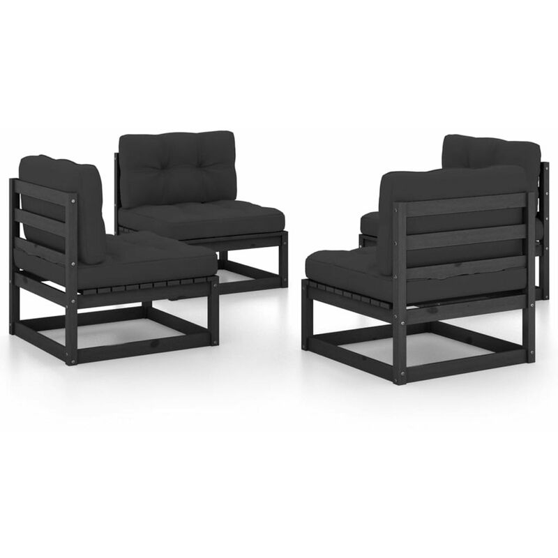 

Happyshopping - Juego de muebles de jardin 4 pzas madera pino maciza y cojines