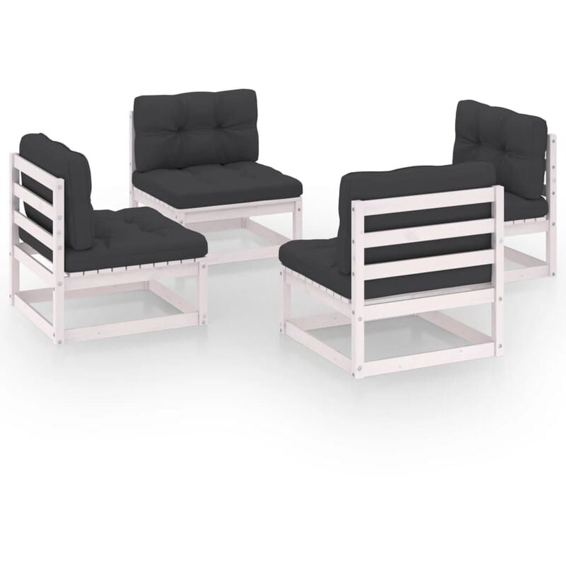

Juego de muebles de jardín 4 pzas madera pino maciza y cojines