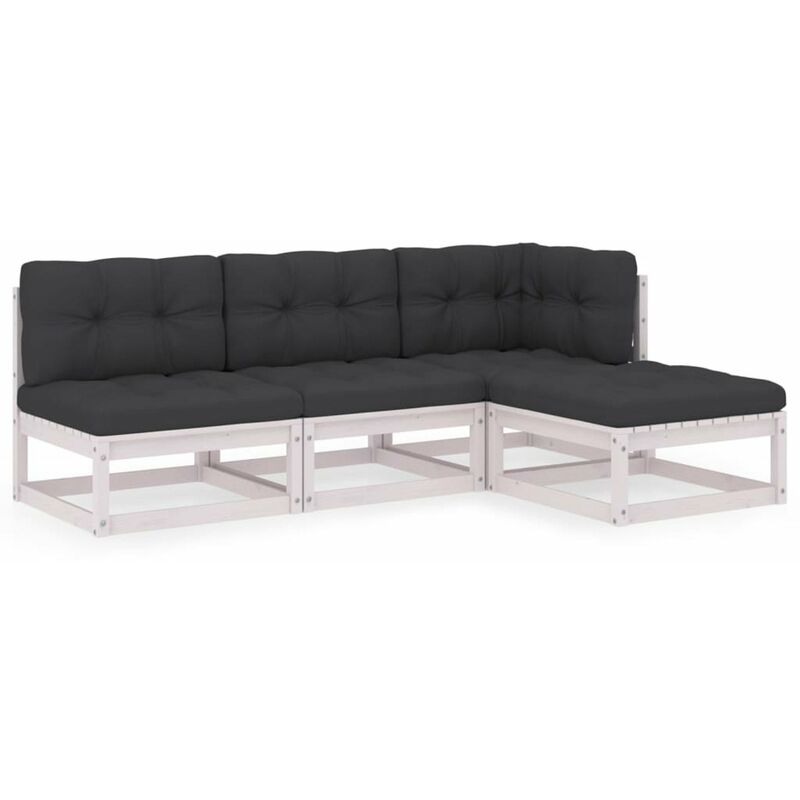 

Juego de muebles de jardin 4 pzas y cojines madera pino maciza