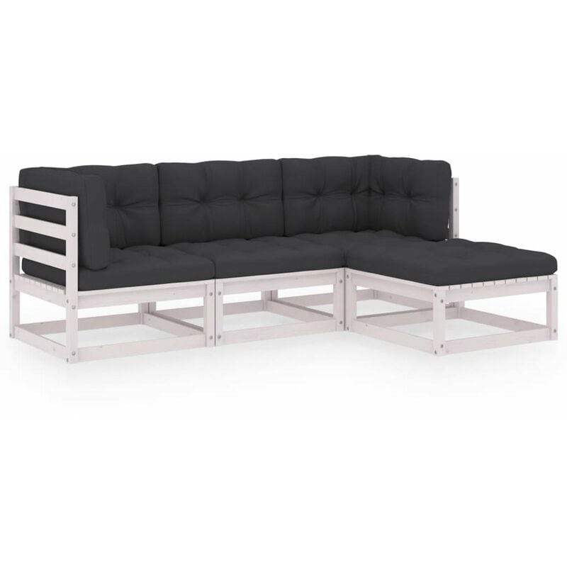 

Juego de muebles de jardin 4 pzas y cojines madera pino maciza