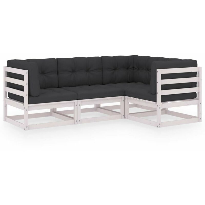 

Juego de muebles de jardin 4 pzas y cojines madera pino maciza