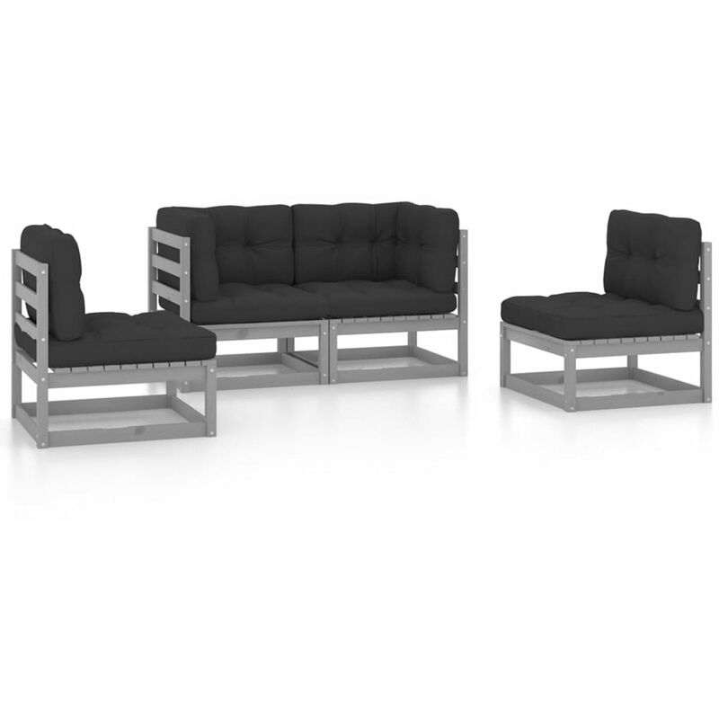 

Juego de muebles de jardin 4 pzas y cojines madera pino maciza