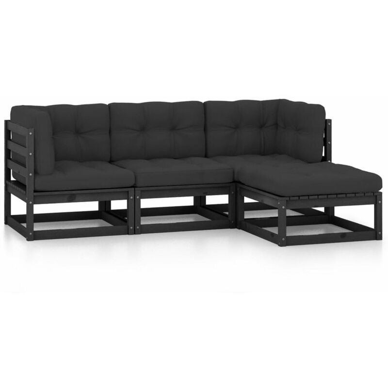 

Juego de muebles de jardin 4 pzas y cojines madera pino maciza