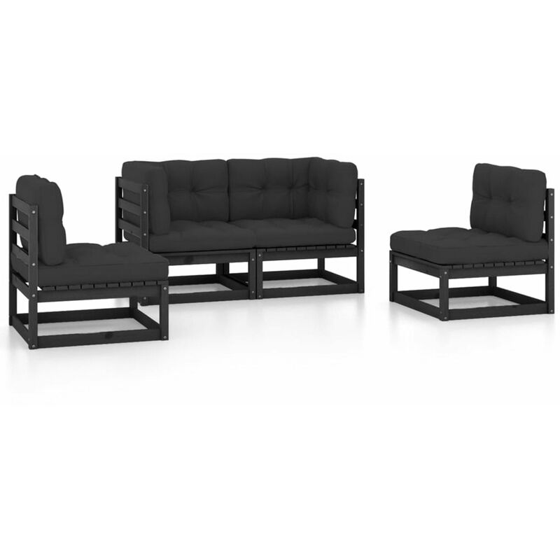 

Juego de muebles de jardin 4 pzas y cojines madera pino maciza