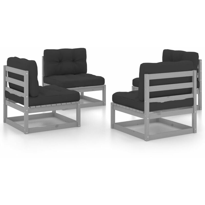 

Juego de muebles de jardín 4 pzas y cojines madera pino maciza