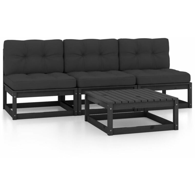 

Juego de muebles de jardín 4 pzas y cojines madera pino maciza