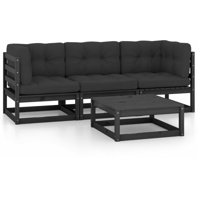

Juego de muebles de jardín 4 pzas y cojines madera pino maciza