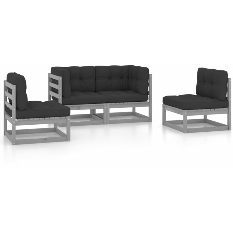 

Juego de muebles de jardín 4 pzas y cojines madera pino maciza
