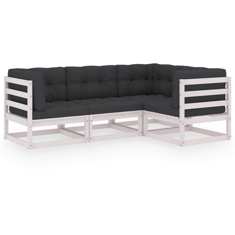 

Juego de muebles de jardín 4 pzas y cojines madera pino maciza