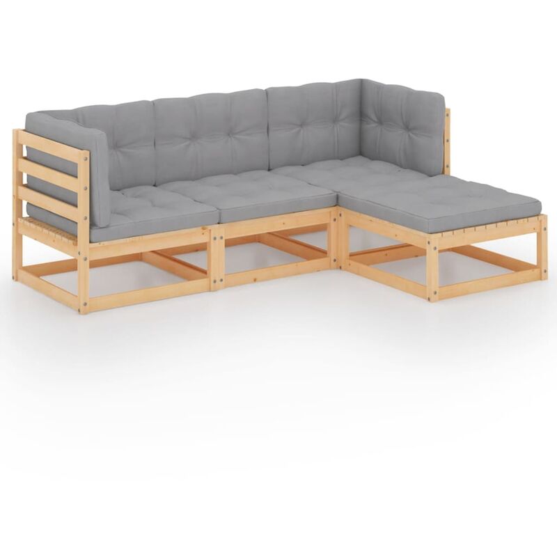 

Juego de muebles de jardín 4 pzas y cojines madera pino maciza
