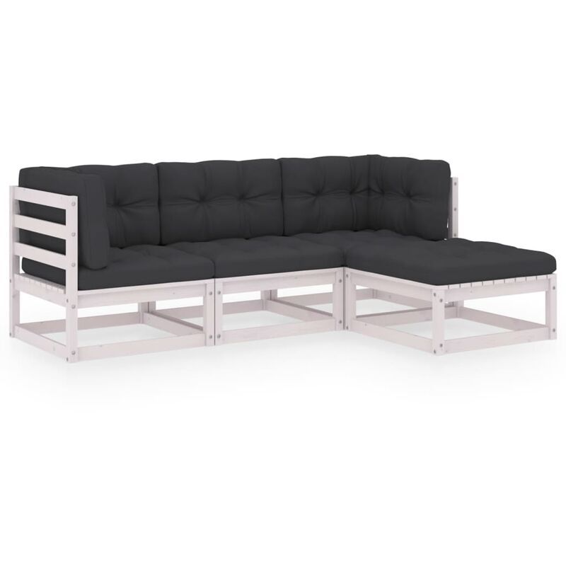 

Juego de muebles de jardín 4 pzas y cojines madera pino maciza