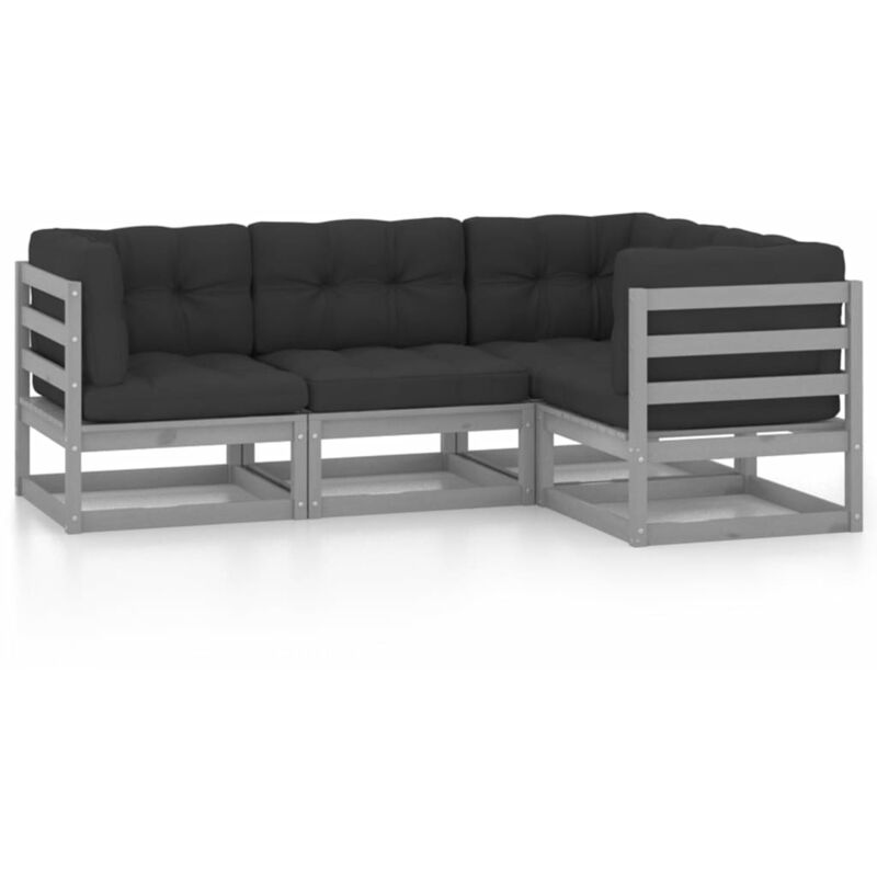 

Juego de muebles de jardín 4 pzas y cojines madera pino maciza