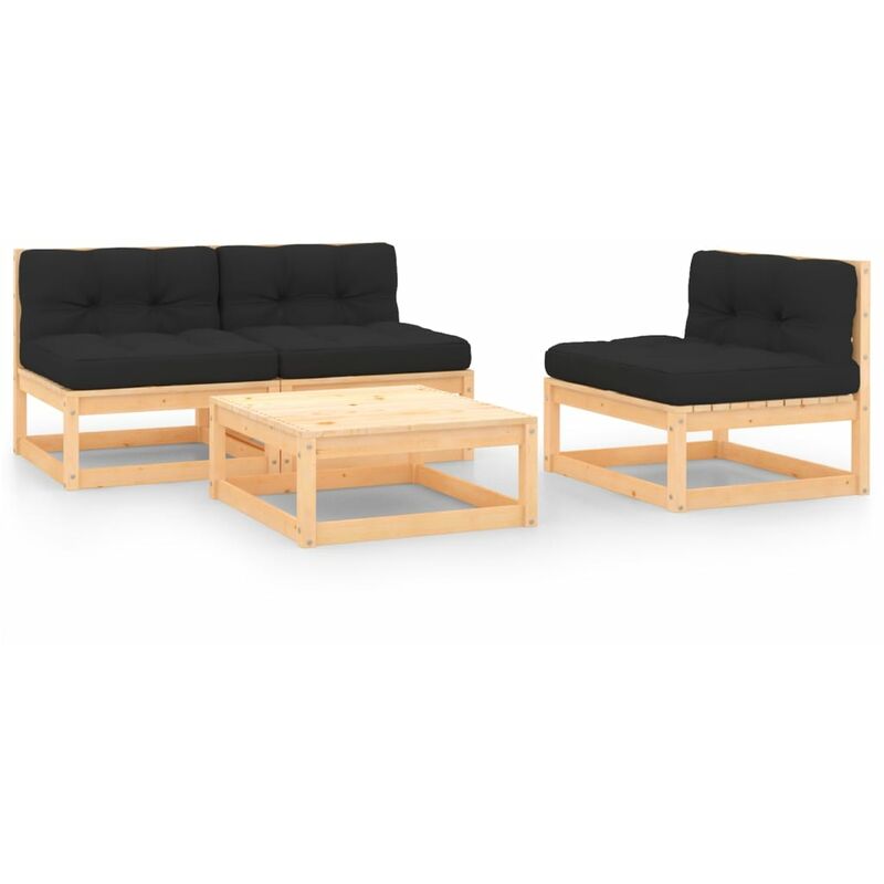 

Juego de muebles de jardín 4 pzas y cojines madera pino maciza