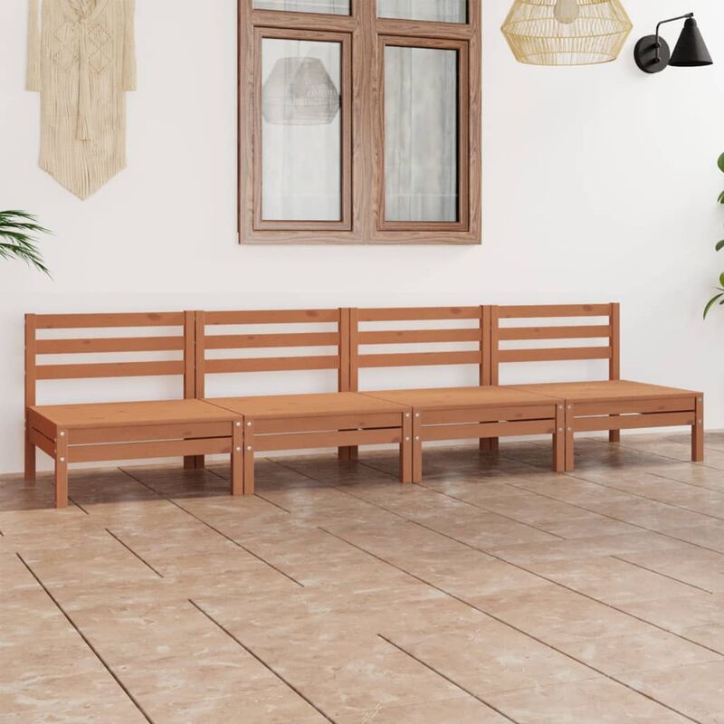 

Juego de muebles de jardín 4 pzs madera maciza pino marrón miel