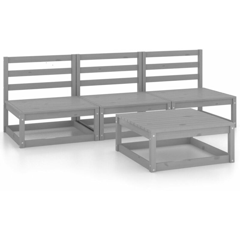 

Juego de muebles de jardín 5 piezas gris madera maciza de pino