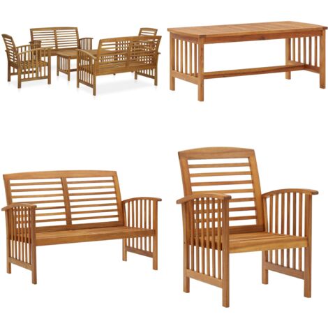 Juego de muebles de jardín 5 piezas madera de acacia maciza - Muebles de jardín - Madera de acacia