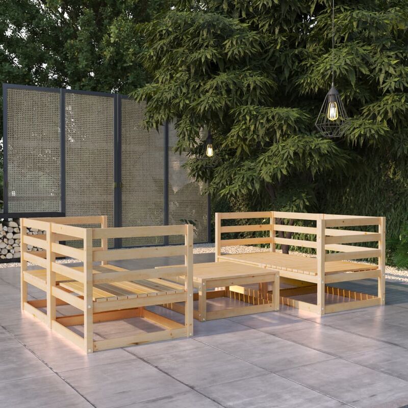 

Juego de muebles de jardín 5 piezas madera de pino maciza
