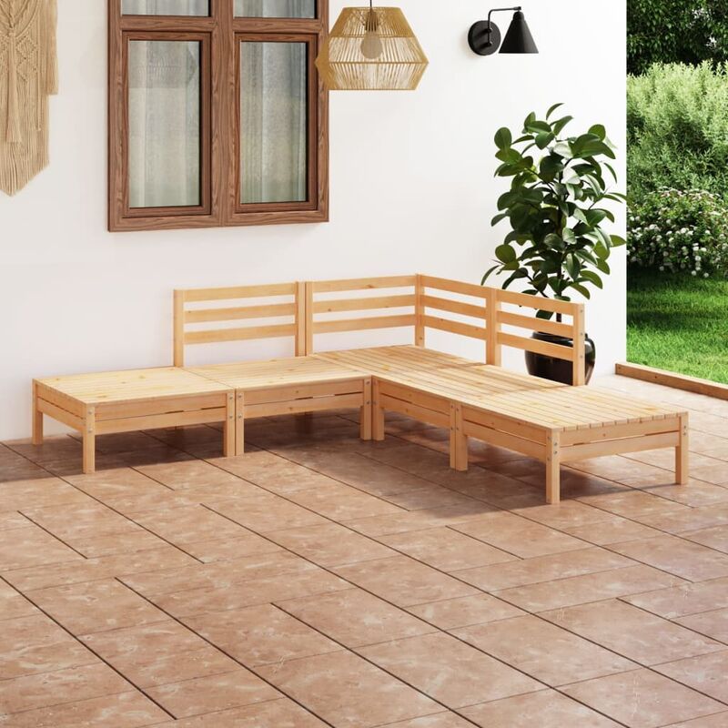 

Juego de muebles de jardín 5 piezas madera de pino maciza