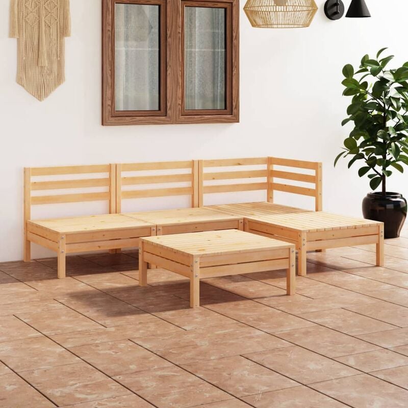 

Juego de muebles de jardín 5 piezas madera de pino maciza