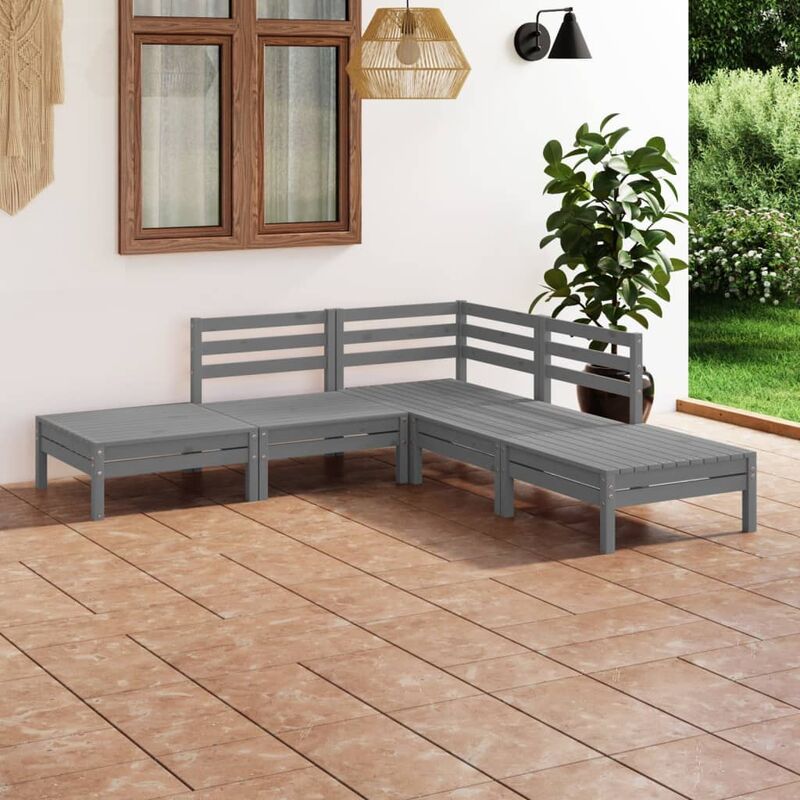 

Juego de muebles de jardín 5 piezas madera de pino maciza gris