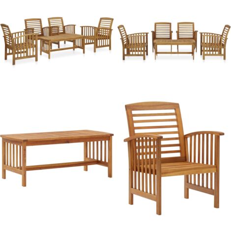 Juego de muebles de jardín 5 piezas madera maciza de acacia - Muebles de jardín - Madera maciza