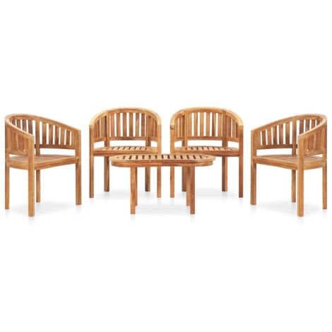 Juego de muebles de jardín 5 piezas madera maciza de teca