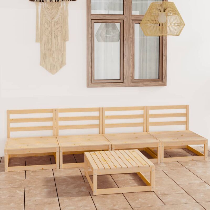 

Juego de muebles de jardín 5 piezas madera pino maciza