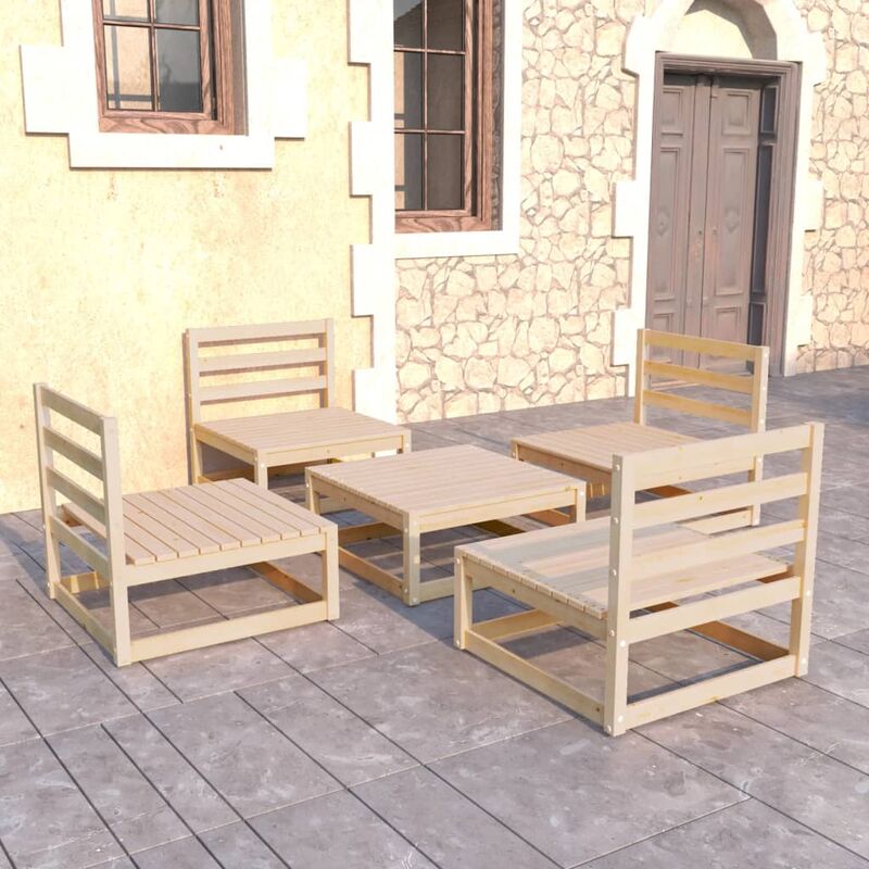 

Juego de muebles de jardín 5 piezas madera pino maciza