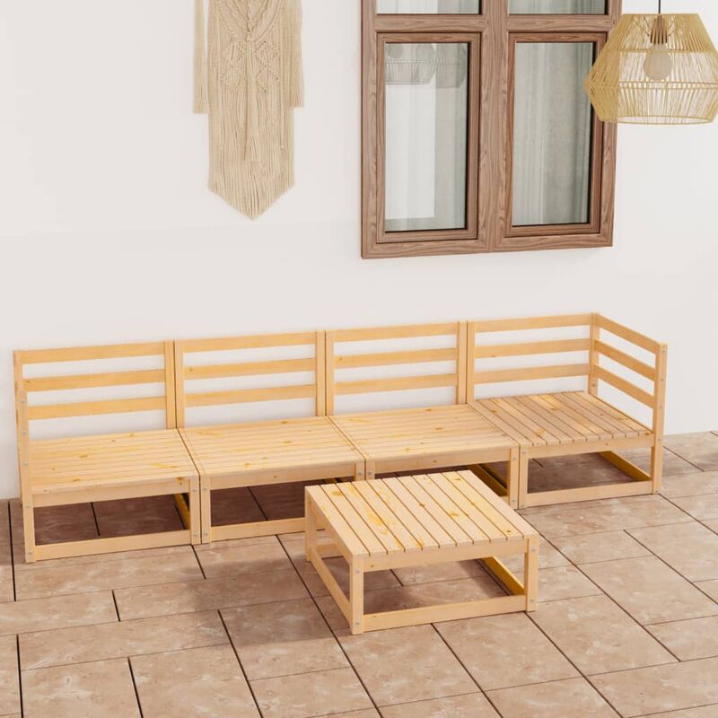 

Juego de muebles de jardín 5 piezas madera pino maciza