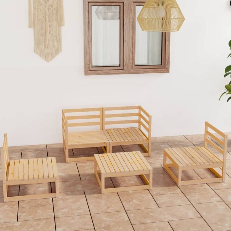 

Juego de muebles de jardín 5 piezas madera pino maciza