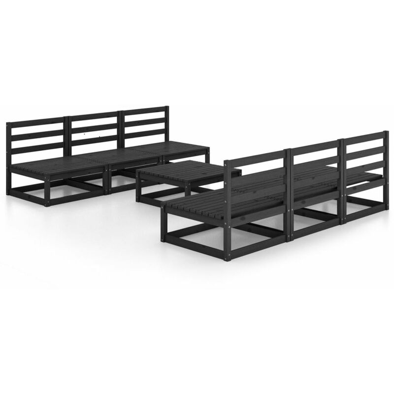 

Happyshopping - Juego de muebles de jardin 5 piezas negro madera maciza de pino