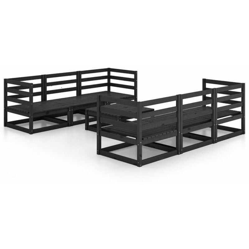 

Happyshopping - Juego de muebles de jardin 5 piezas negro madera maciza de pino