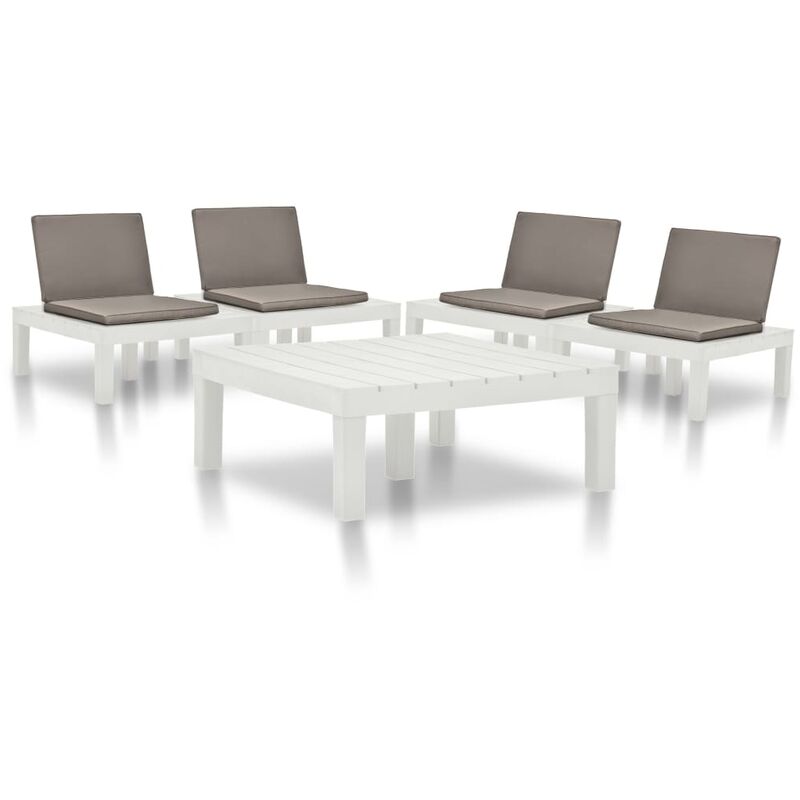 

Juego de muebles de jardín 5 piezas plástico blanco