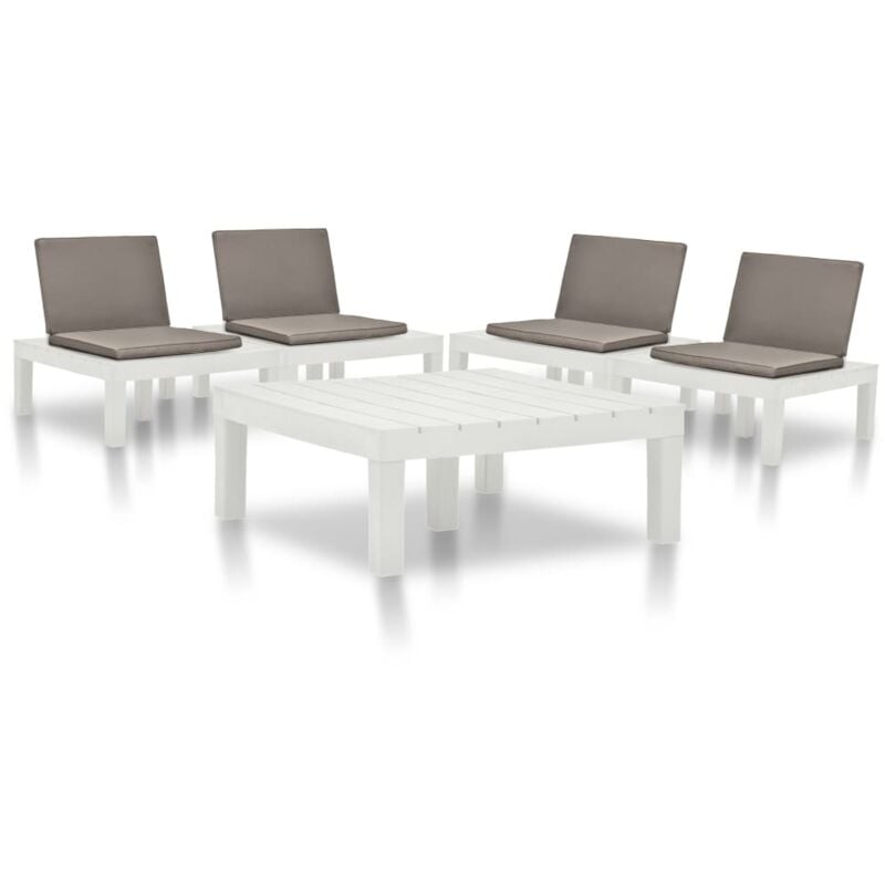 

vidaXL Juego de muebles de jardín 5 piezas plástico blanco - Blanco