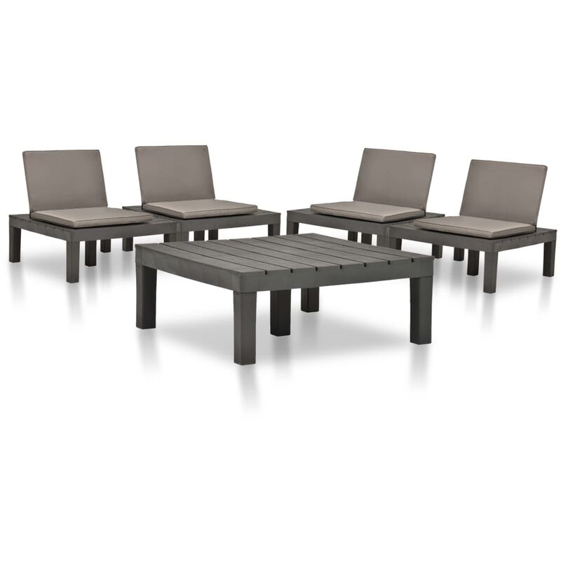 

Juego de muebles de jardín 5 piezas plástico gris antracita