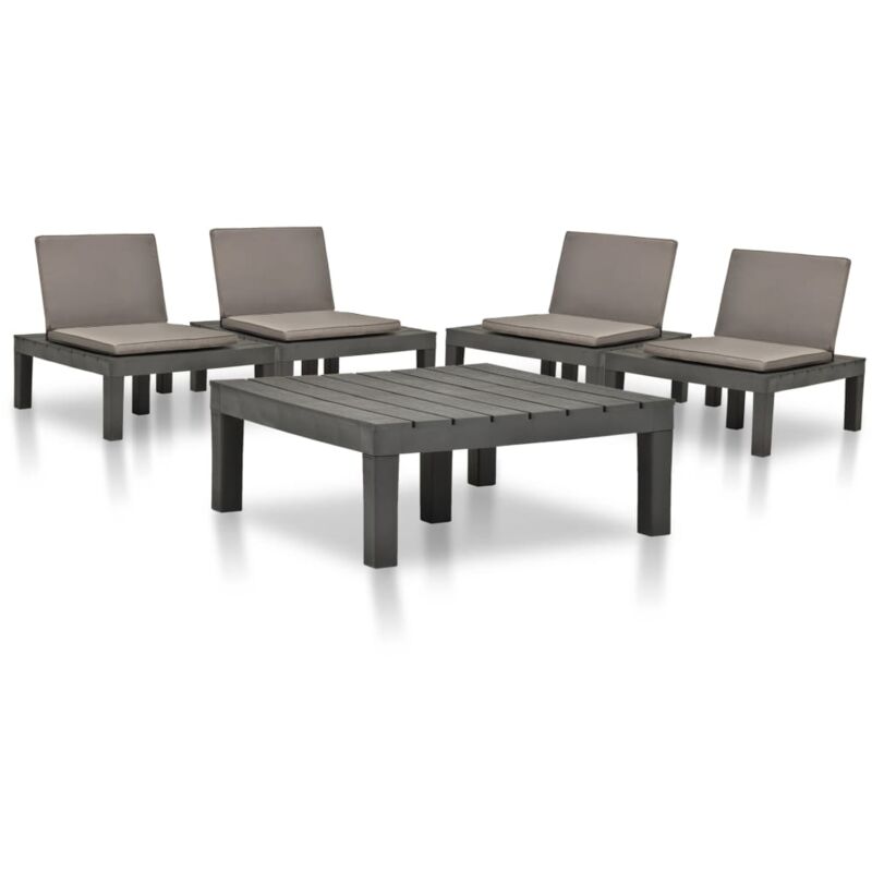 

vidaXL Juego de muebles de jardín 5 piezas plástico gris antracita - Antracita