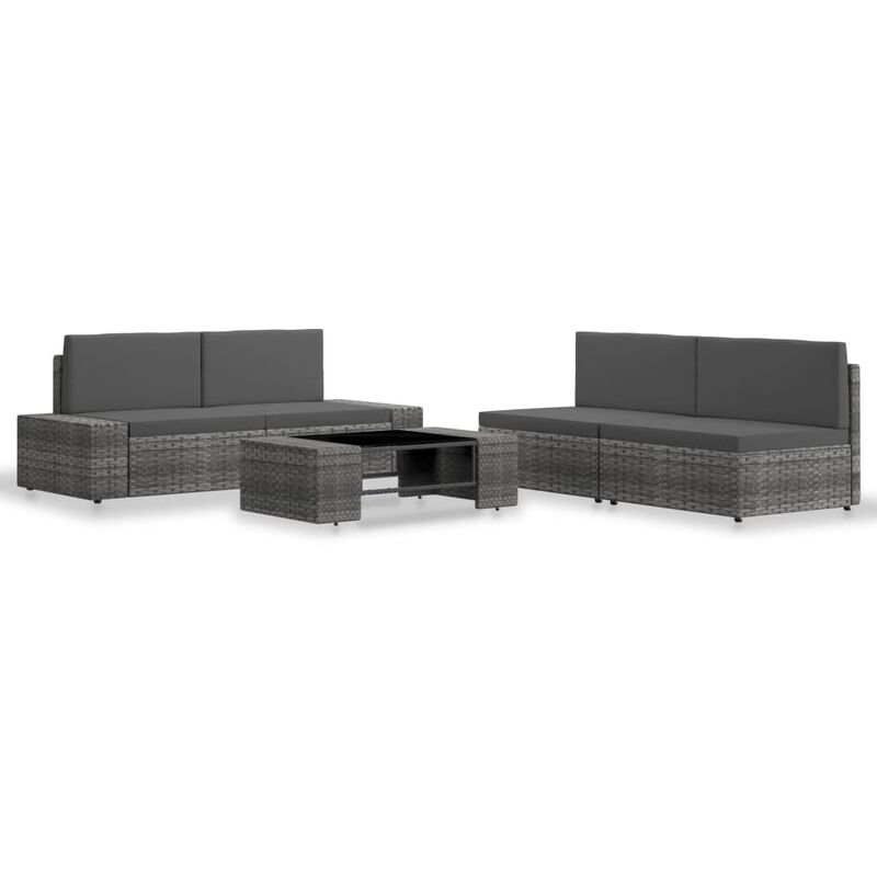 

Juego de muebles de jardín 5 piezas ratán sintético gris
